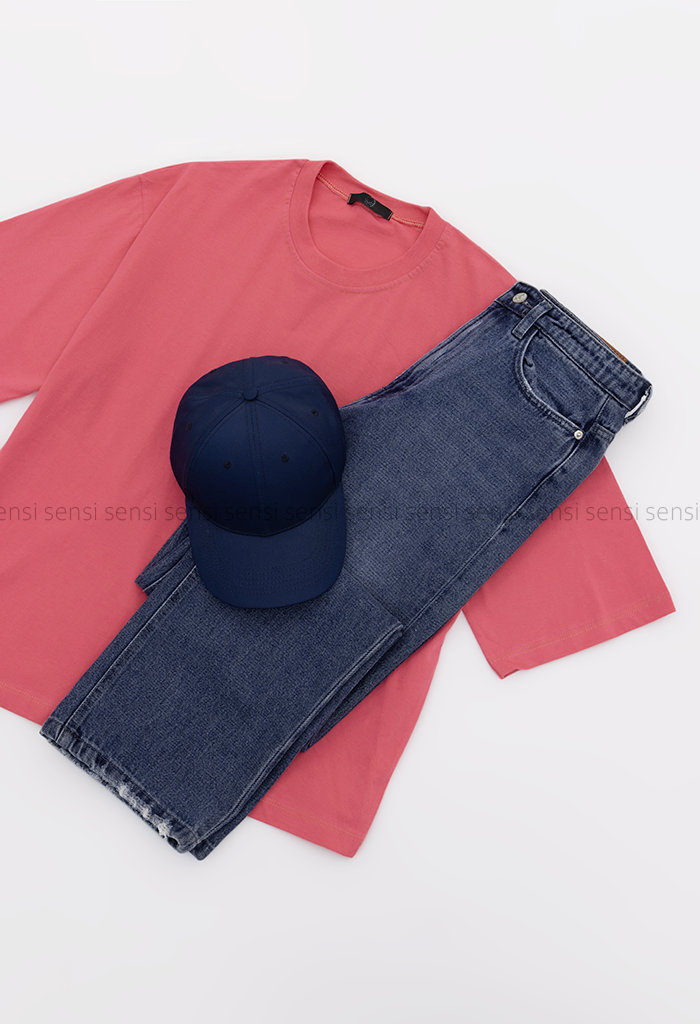 تیشرت زنانه باکسی رنگی کد1006272